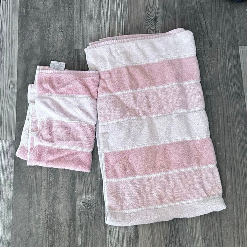 caro home pink striped towel set